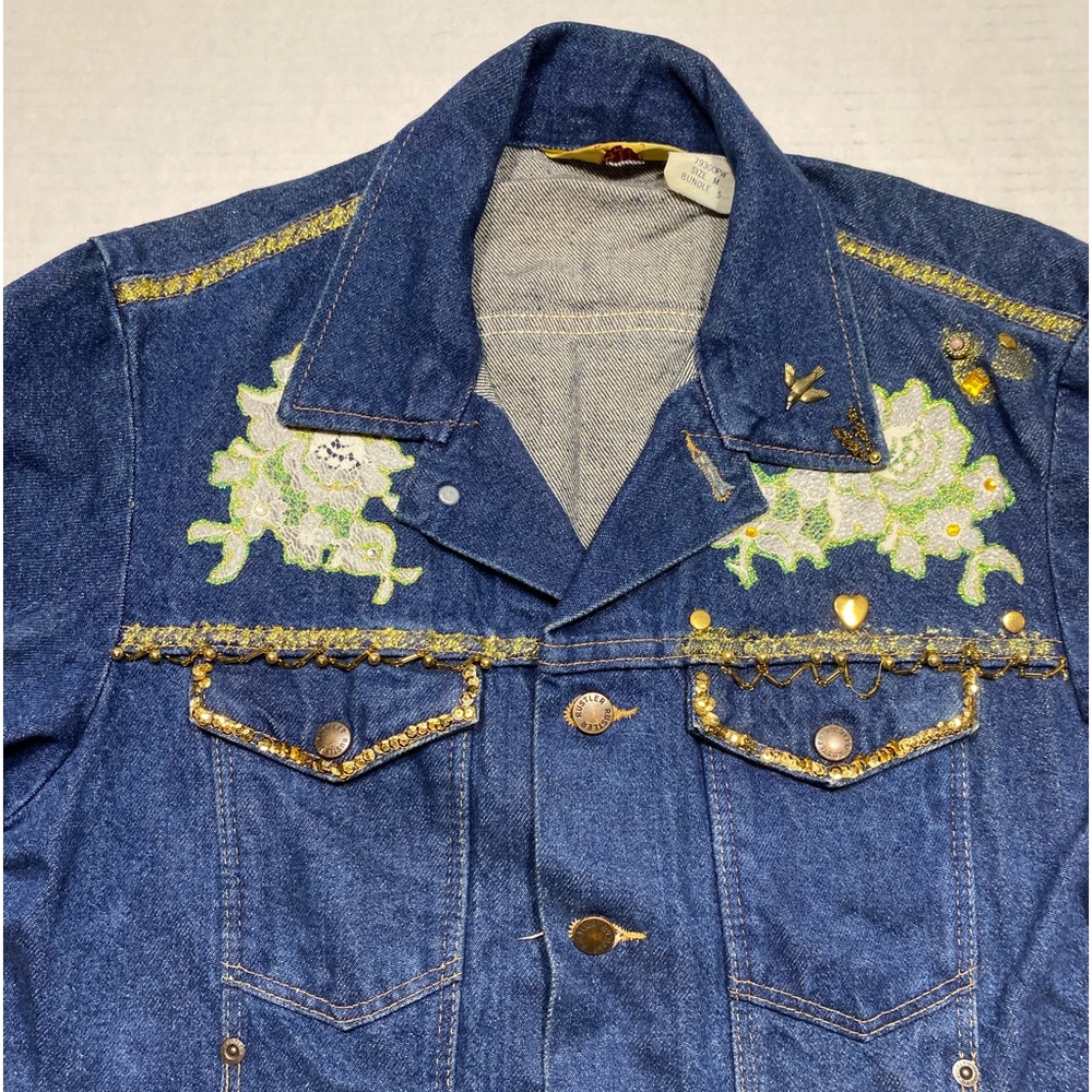 Vintage Rustler Denim Jacket Custom DIY Western Made In USA 13 Oz Denim Medium